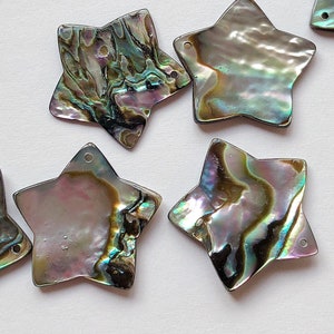 Abalone Shell Smooth Fat Star 20 mm with drilled hole One Pair C8367