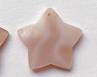 Pink Mother of Pearl MOP Shell Smooth Fat Star 20 mm with drilled hole One Pair C8360