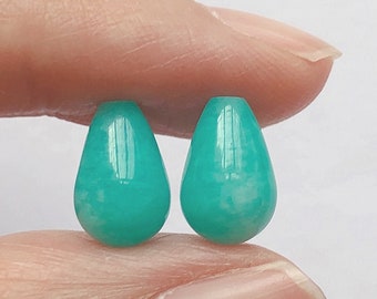 High Grade Peruvian Amazonite Half Top Drilled 6x10 mm Teardrops One Pair G8615