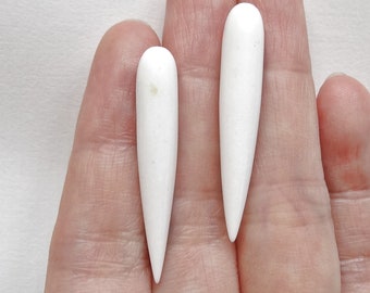 White Agate Long Smooth Half Top Drilled Spike Icicle Drops 6x35 mm One Pair E6977