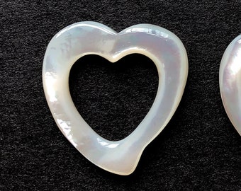 Pearly White Mother of Pearl MOP Shell Smooth 30 mm Heart Ring Frame One Piece C8380