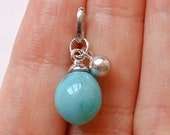 Campitos Turquoise Mini Half Drilled Smooth Acorn Drop Sterling Silver Pendant G6667