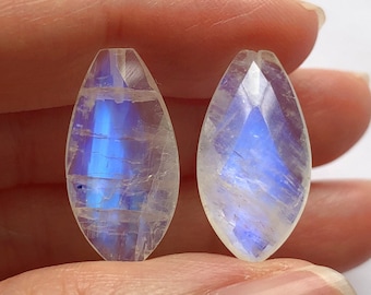 高級レインボームーンストーン ハーフドリル ファセット マーキス