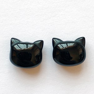 Black Agate Cute Cat Head Beads 8x9 mm or 9x10 mm Different types of drilled holes available C8527
