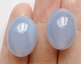 Blue Chalcedony 12x16 mm, 13x18 mm or 15x20 mm Drum Beads One Pair C8548 C8869