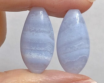 A Grade Blue Lace Agate Half Top Drilled Marquise Drops 10x20 mm One Pair Perfect for earrings E6355