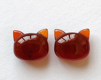 Red Agate Cute Cat Head 9x10 mm Full drilled hole C8528