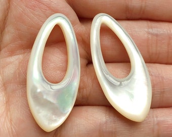 White MOP Shell Marquise with Large Hole 15x35 mm One Pair C8475