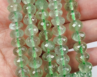 Green Prehnite Faceted 8x5/6 mm Rondelles Hong Kong cut Gemstones Choice of Half or full strand N1032