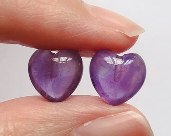 A Grade Purple Amethyst Half Top drilled Heart Drops 10 mm One Pair F9740