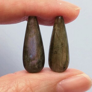 Labradorite Half Top Drilled Briolette Teardrops 8x20 mm or 10x20 mm One Pair F9846 G8097 L4041