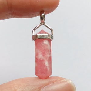 Pink Rhodochrosite Double Terminated Point Pendant set in 925 Sterling Silver Healing Crystal One Pendant G9243 image 1