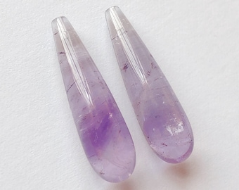 Lighter purple Amethyst Smooth Half Top drilled Long Teardrops 8x30 mm One Pair G7933