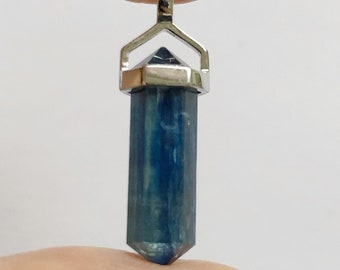 Blue Kyanite Double Terminated Point Pendant set in 925 Sterling Silver Healing Crystal One Pendant G9469