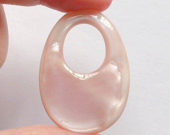 Large Pink Mother of Pearl Oval Pendant 25x35 mm with Large Hole C8357