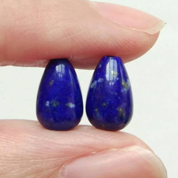 A+ Grade Blue Lapis Lazuli Half Top Drilled Mini Teardrops 6x10 mm One Pair G8072