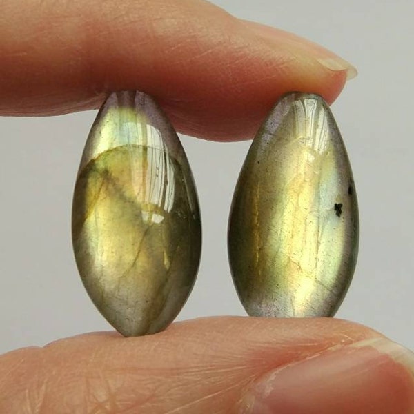 Flashy Labradorite Half Top Drilled Smooth Marquise Drops 10x20x6 mm One Pair Perfect for earrings F5227