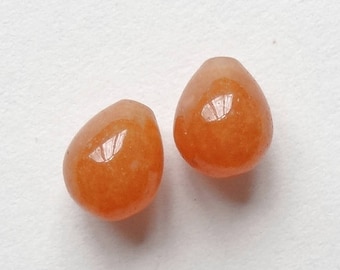 Red Aventurine Half Top Drilled Mini Fat Teardrops 7x8 mm One Pair J6258