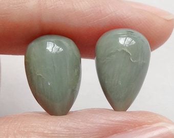 Chrysoberyl Upside down Half Drilled Acorn Drops 8x12 mm One Pair J6829