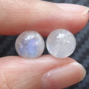 Rainbow Moonstone Half Top Drilled Smooth 7 mm, 8 mm Rounds or 10 mm Rounds One Pair C4350 G9080 E7097