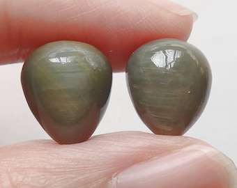 Chrysoberyl Upside down Half Drilled Acorn Drops 10x12 mm One Pair J6834
