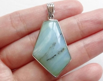 Blue Peruvian Opal Sterling Silver SS Bezel Pendant One Piece Many Choices available H6109 H6111 H6112 H6113