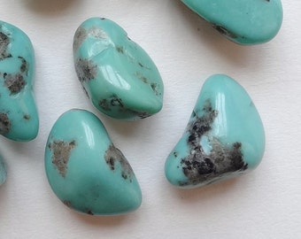 Arizona Turquoise with Matrix Half Top Drilled Freeform Pebble Drops 15-20 mm One Pair K6150