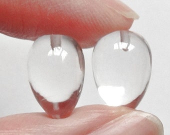 Crystal Upside Down Half Drilled Acorn Inverted Tear Drops 8x13 mm One Pair G9588