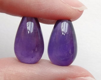 Dark Purple Amethyst Smooth Half Top Drilled Teardrops 8x13 mm One Pair Perfect for earrings G7951