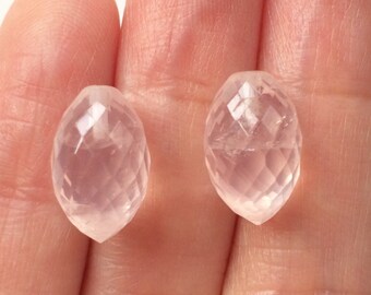 Rose Quartz FACETED Half Top Drilled Olive drops 8x13 mm One Pair Perfect for earrings K6285 F3810