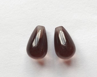 Smoky Quartz Half Top drilled Smooth Cute Tiny Teardrops 6x10 mm One Pair for earrings G9125 E6285