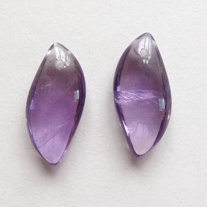 A grade Amethyst Wavy Marquise Drops 9x18x5 mm with drilled hole One Pair J6020