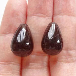 Smoky Quartz Half Top Drilled Teardrops 10x15 mm One Pair C4882 E3136