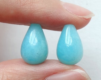 Peruvian Amazonite Smooth Half Top drilled Teardrops 8x13 mm One Pair Perfect for earrings  G9539 G9549