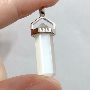 White Moonstone Double Terminated Point Pendant set in 925 Sterling Silver Healing Crystal  One Piece E4524