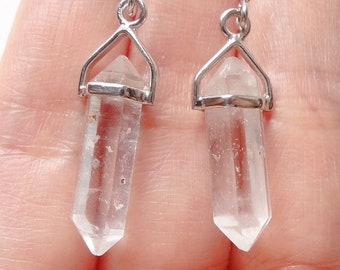Double Terminated Herkimer Diamond Point Earrings set in Sterling Silver Many Choices available H4130