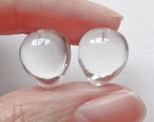 Clear Crystal Quartz Upside down Inverted Half Drilled Acorn drops 10x12 mm One Pair G8222