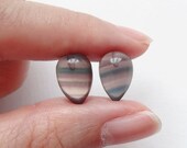 Banded Fluorite Upside Down Half Drilled Acorn Inverted Tear Drops 8x12 mm One Pair G5461