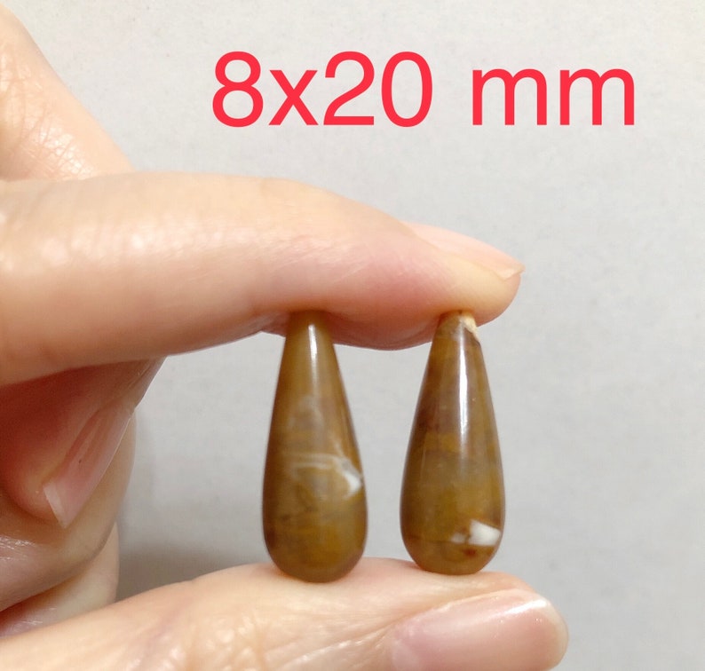 Brecciated Mookaite Half Top drilled Smooth Teardrop Briolettes 8x20 mm or 10x30 mm One Pair F3503 F3513 image 5