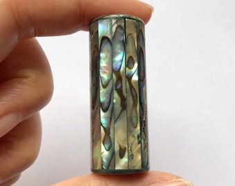 Mosaic Abalone Shell Barrel 15x40 mm with center drilled hole One Piece C8699