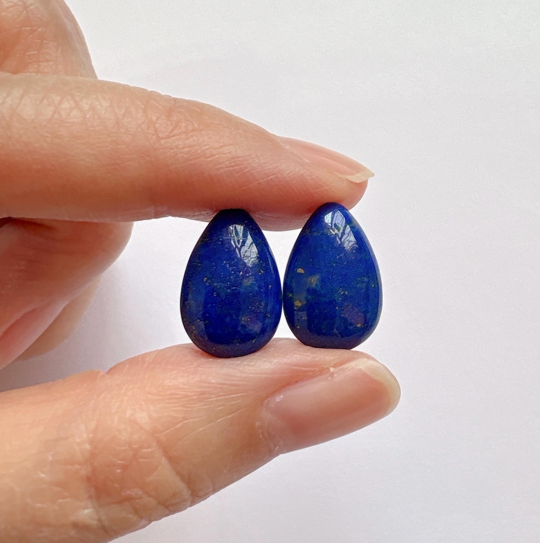 Blue Lapis Lazuli Flat Half Top Drilled Petal Drops 10x15x6