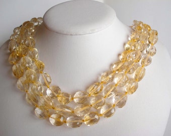 REDUCED 22% AAA Grade Pale Yellow Citrine Faceted Pebble Nuggets Sparkling quality Half Strand N2652