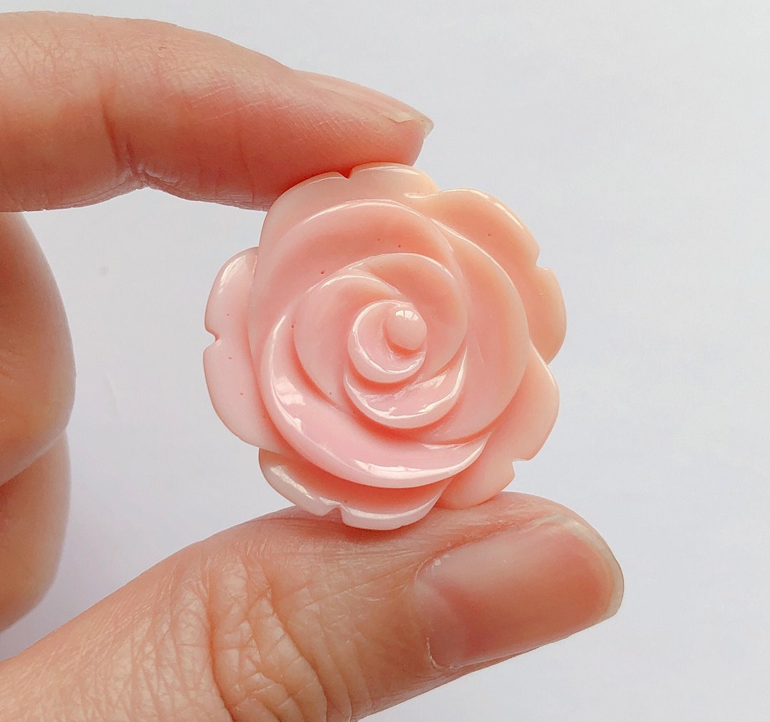 Conch Shell Roses Pink Queen Conch Hand Carved 25 Mm Roses With Half Drilled Hole One ...