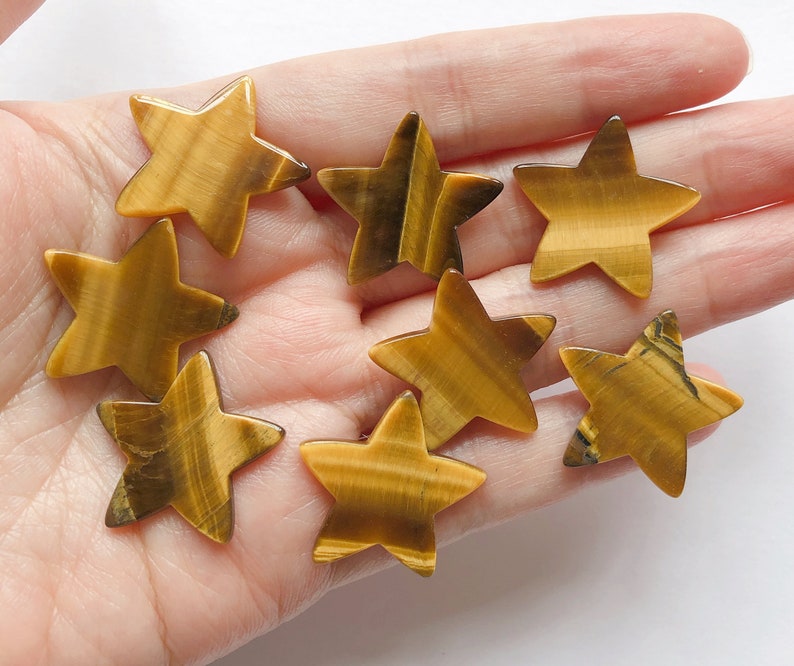 Yellow Brown Tiger Eye Flat Star shaped Pieces 21x22 mm One Pair or 10 Pieces C8472