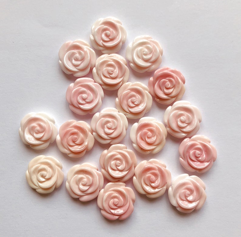 Conch Shell Roses Queen Conch Hand Carved 15 Mm Roses With Half Drilled Hole One PAIR ...