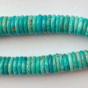 Genuine Blue Green Chinese Turquoise Disc Rondelles 10 mm 16&quot; Strand C8603