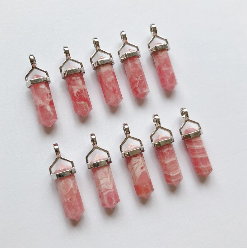 Pink Rhodochrosite Double Terminated Point Pendant set in 925 Sterling Silver Healing Crystal One Pendant G9243 image 4