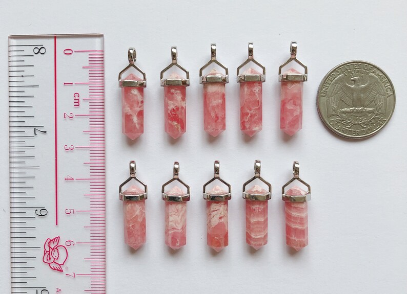 Pink Rhodochrosite Double Terminated Point Pendant set in 925 Sterling Silver Healing Crystal One Pendant G9243 image 7