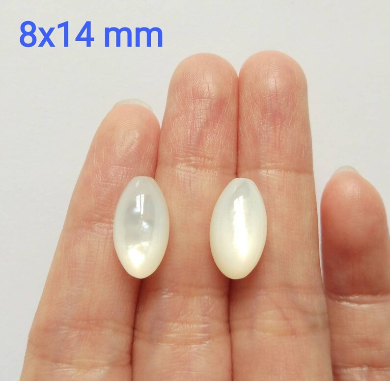 White Mother of Pearl MOP Smooth Half Drilled Berry Drops 10x32 mm One Pair F5513