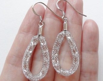 Herkimer Diamond Crystal Mesh Tubing Designer Fashion Earrings in Sterling Silver One Pair H6260